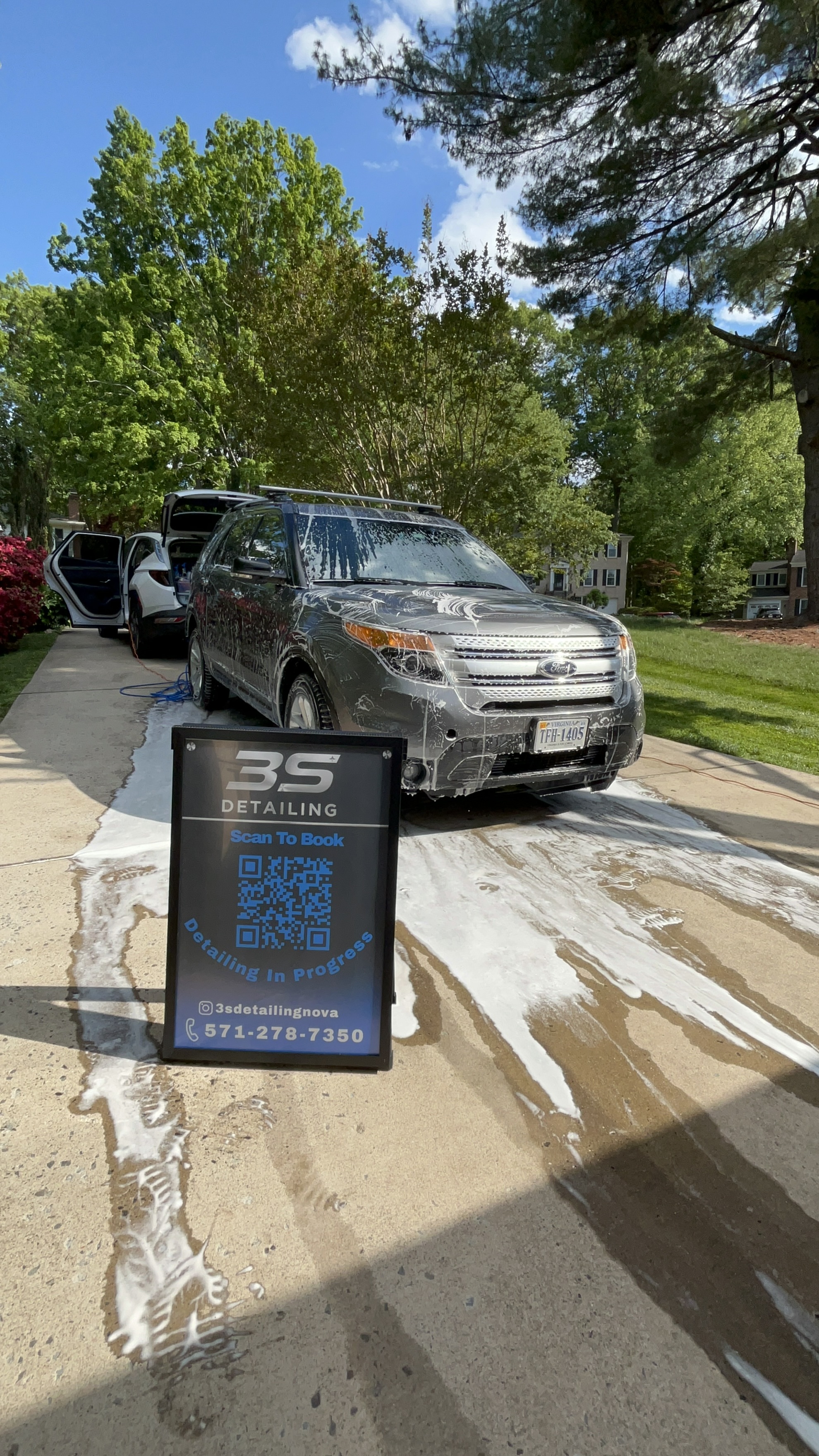 Ford Explorer being washed on location